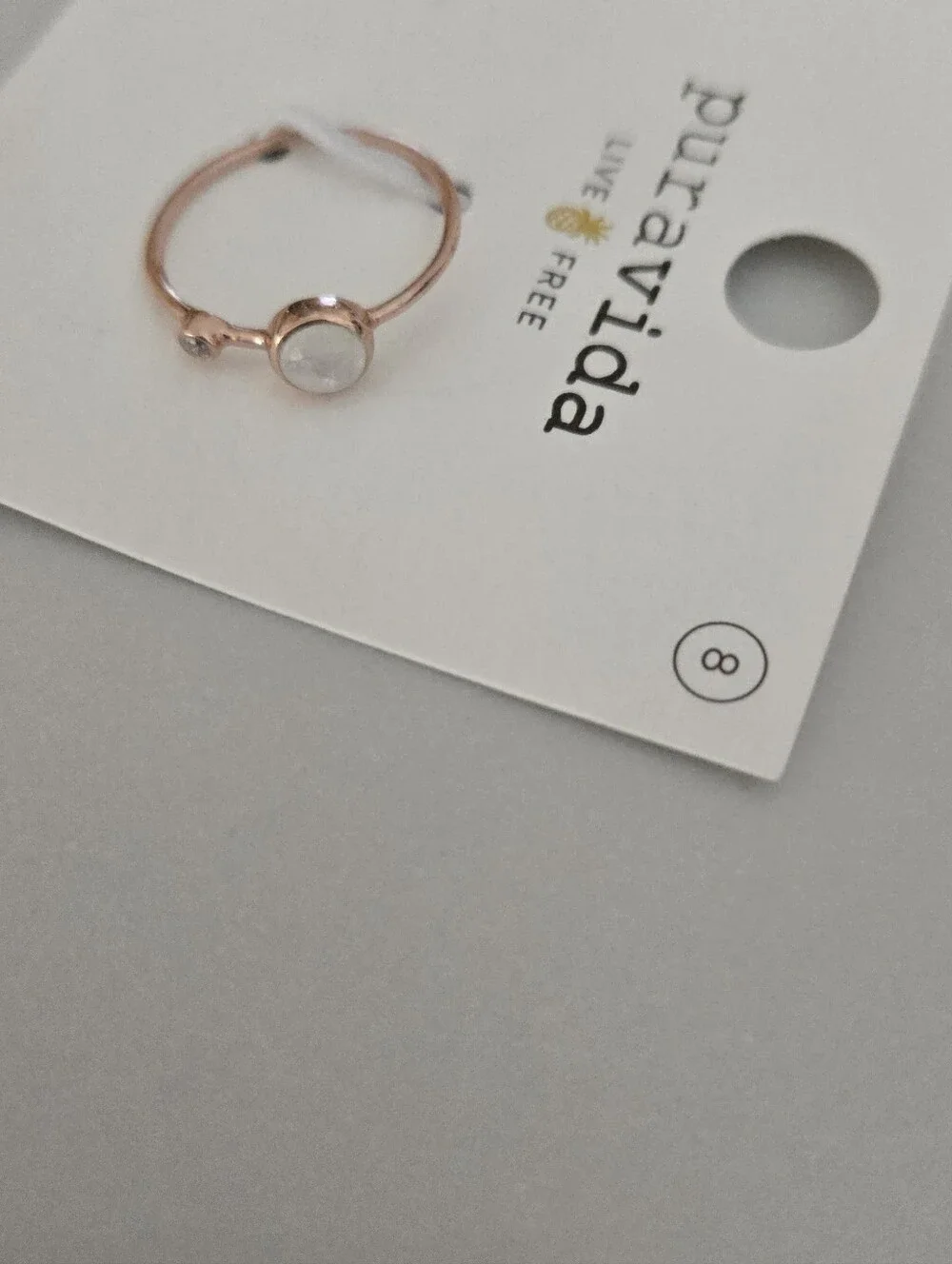 NWT Pura Vida Rose Gold Ring with White Accent